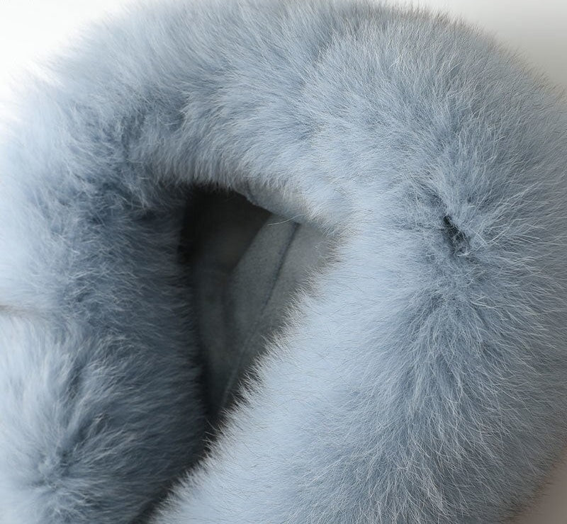 Winter Style Women's Hooded Shearling Fox Fur Collar Wool Jacket  -  GeraldBlack.com