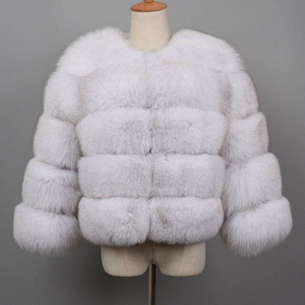 Real Fox Fur Coats Women Fashion Fur Jackets Winter Thick Outwear Natural S8637 - SolaceConnect.com
