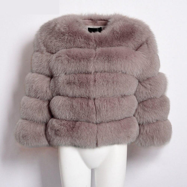 Real Fox Fur Coats Women Fashion Fur Jackets Winter Thick Outwear Natural S8637 - SolaceConnect.com