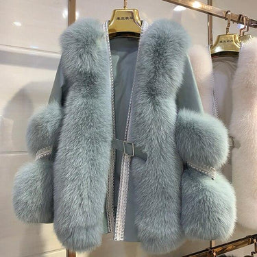 Real Fox Fur Jackets Women's Genuine Sheepskin Leather Coats Winter Thick Warm Luxury S7923 - SolaceConnect.com