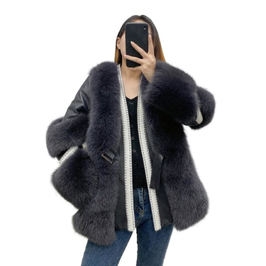 Winter Thick Women's Genuine Sheepskin Leather Real Fox Fur Coats & Jackets  -  GeraldBlack.com