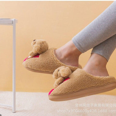 Winter Cotton Slippers Women Men Thick Soft Bottom Non-Slip Plush Slippers Warmth Cartoon Couple - SolaceConnect.com
