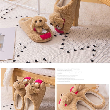 Winter Cotton Slippers Women Men Thick Soft Bottom Non-Slip Plush Slippers Warmth Cartoon Couple - SolaceConnect.com