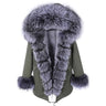 HD1-10 Fashion Natural Real Fox fur collar black Jacket women's parka with fur Winter warm Coat Big Fur Outerwear - SolaceConnect.com