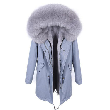 Winter Warm Female Big Fox Fur Collar Hooded Zipper Slim Coats & Jackets  -  GeraldBlack.com
