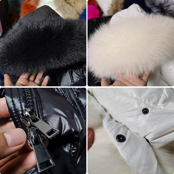 Winter Female Parkas White Duck Down Jacket Real Fox fur Collar Hooded Warm Women's Feather Coat - SolaceConnect.com