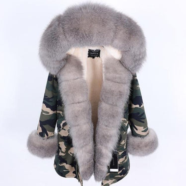 Winter Warm Female Solid Fox Fur Collar Slim Long Zipper Coats & Jackets  -  GeraldBlack.com