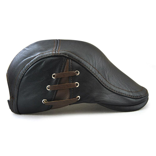 Winter Warm Men's British Gentleman Leather Boina Gorras Planas Beret Cap - SolaceConnect.com