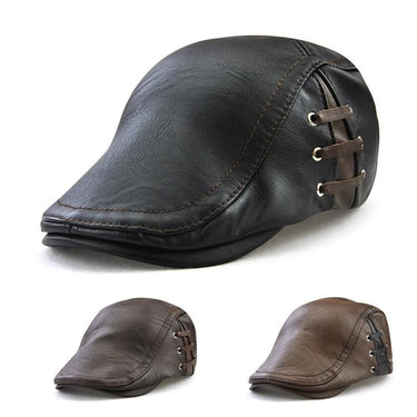 Winter Warm Men's British Gentleman Leather Boina Gorras Planas Beret Cap  -  GeraldBlack.com