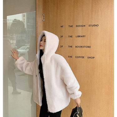 Real Sheep Shearling Fur Coat Female Winter Hooded Wool Coat Women Warm Thick Jackets Casual - SolaceConnect.com