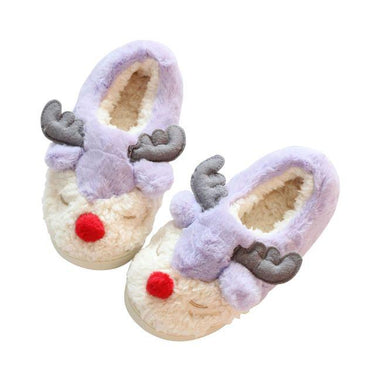 Winter Christmas Cartoon Home Cotton Slippers Non-Slip Home Slippers Warm Month Shoes Elk Couple - SolaceConnect.com