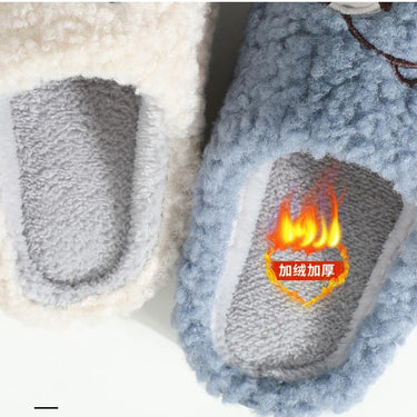 Winter Warm Cartoon Bear Couple Fur Slippers Male Female Household Plush Confinement Shoes Indoor - SolaceConnect.com