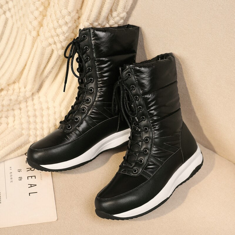 Winter Warm Women Fashion Comfort Platform Thick Sole Insulated Snow Booties Combat Shoes  -  GeraldBlack.com