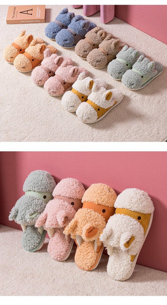 Winter Warm Cartoon Indoor Household Wool Slippers Home Foreign Trade Plush Cotton Slippers - SolaceConnect.com