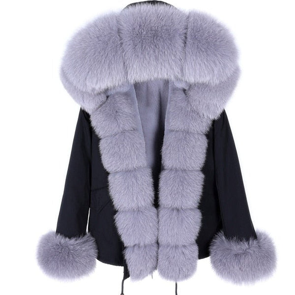 Winter Warm Women's Natural Raccoon Real Fox Fur Hood Thick Coats & Jackets  -  GeraldBlack.com