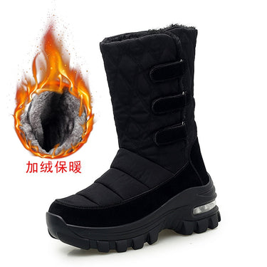 Winter Women  Keep Warm With Fur Suede Leather Outdoor High Top Short Plush Snow Boots  -  GeraldBlack.com