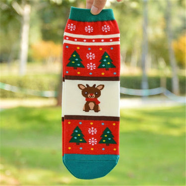 Winter Women's Cotton Cartoon Happy Deer Snowman Santa Elk Socks  -  GeraldBlack.com