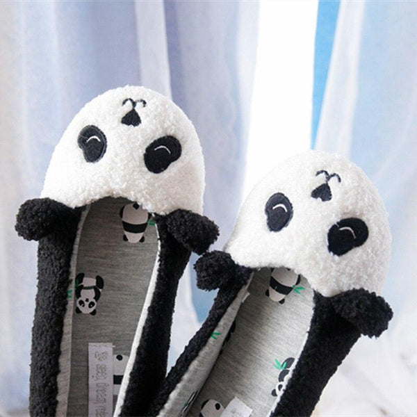 Cute Cartoon Panda Winter Women Home Slippers Warm Shoes Non-slip Soft Soled Suede Fashion Flat - SolaceConnect.com