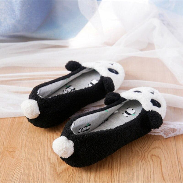 Cute Cartoon Panda Winter Women Home Slippers Warm Shoes Non-slip Soft Soled Suede Fashion Flat - SolaceConnect.com