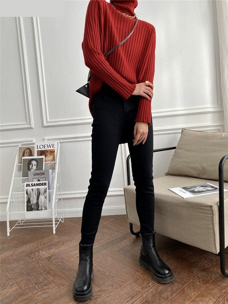 Winter Women's High Waist Double Button Stretch Skinny Pencil Jeans Pants - SolaceConnect.com