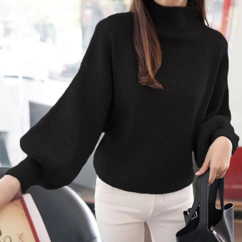 Winter Women's Knitted Turtleneck Batwing Sleeve Loose Pullovers Sweaters  -  GeraldBlack.com