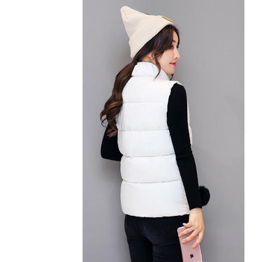 Winter Women's Lightweight Cotton Padded Slim Short Sleeveless Vests Jacket - SolaceConnect.com
