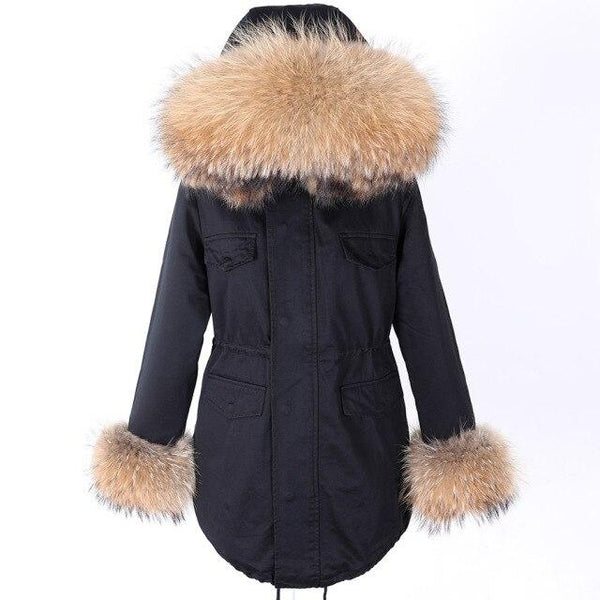 Natural Real Raccoon fur collar Women coat parkas Female coat winter Women's jacket padded coats - SolaceConnect.com