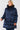 Winter Women's Plus Size Navy Glossy Long Fitted Vegan Fur Hood Puffer Jacket - SolaceConnect.com