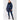 Winter Women's Plus Size Navy Glossy Long Fitted Vegan Fur Hood Puffer Jacket  -  GeraldBlack.com
