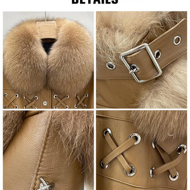 Winter Leather Jackets Lady Fox Fur Coats Thick Warm Luxury 100% Natural Fur Outerwear Women FL3757 - SolaceConnect.com