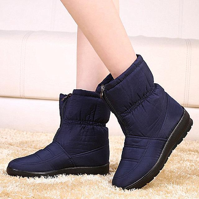 Winter Women's Warm Down Waterproof Ankle Snow Boots with Zipper - SolaceConnect.com