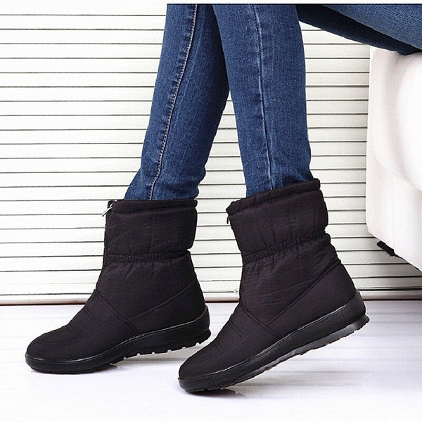 Winter Women's Warm Down Waterproof Ankle Snow Boots with Zipper  -  GeraldBlack.com