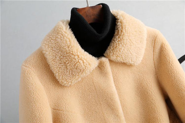 Winter 100% Real Sheep Shearling Coat Female Autumn Long Elegant Wool Jacket Women Clothing - SolaceConnect.com