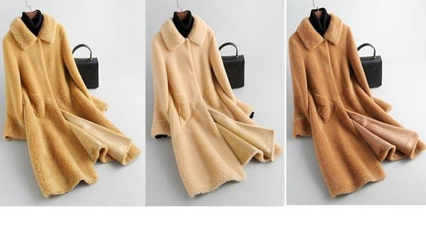 Winter 100% Real Sheep Shearling Coat Female Autumn Long Elegant Wool Jacket Women Clothing - SolaceConnect.com