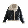 Winter Women Streetwear Faux Soft Leather Lamb Fur Jacket Moto Biker Pocket Thick Warm Short Coat Outwear  -  GeraldBlack.com