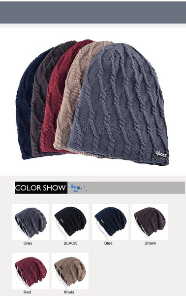 Winter Wool Velvet Knitted Slouchy Beanie Hats for Men and Women - SolaceConnect.com