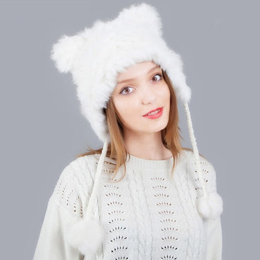 Within Riga Velvet Velvet Rabbit Fur Hats For Women Winter Hats Cute Ear Cap For Girls Solid Colors Fashion Hats  -  GeraldBlack.com