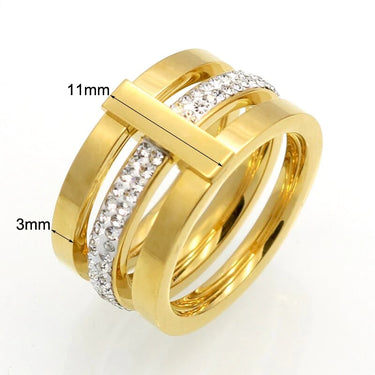 Women and Men's Stainless Steel Three Layers Zircon Titanium CZ Rings - SolaceConnect.com