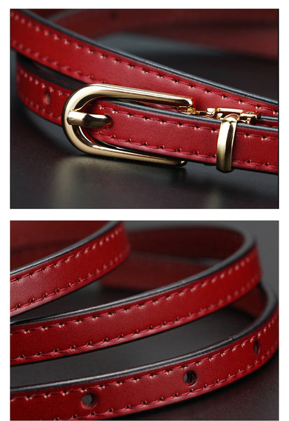 Women Belts Alloy Pin Buckle Genuine Leather Thin Belt Female Waistband for Jeans Dresses Pants  -  GeraldBlack.com