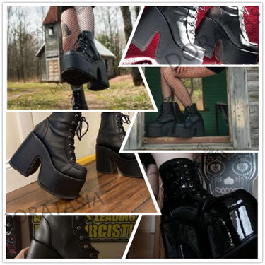 Women Black High Heel Platform Boots Big Size 43 Elegant Cool Fashion Punk Goth Women Shoes  -  GeraldBlack.com