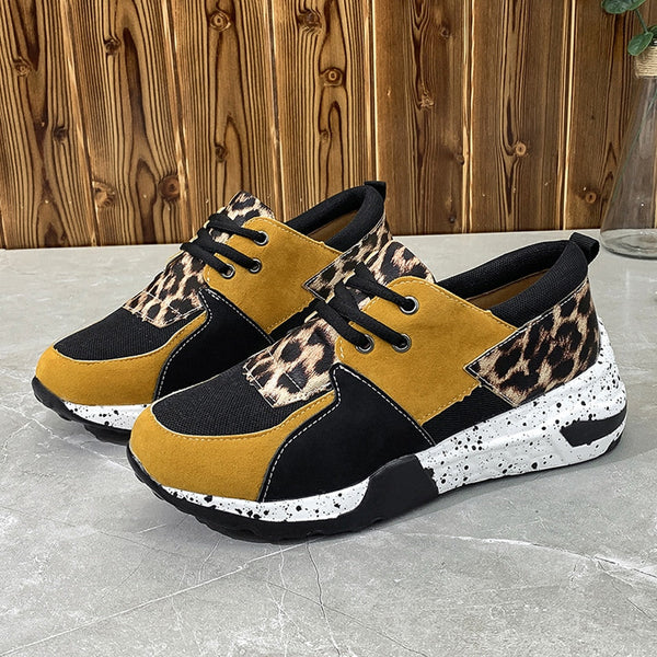 Women Casual Breathable Fashion Leopard Print Lace-up Shoes  -  GeraldBlack.com