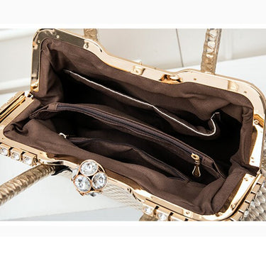 Women Color Diamond Clip Lock with Drill Rhinestone Evening Oblique Shoulder Handbags  -  GeraldBlack.com