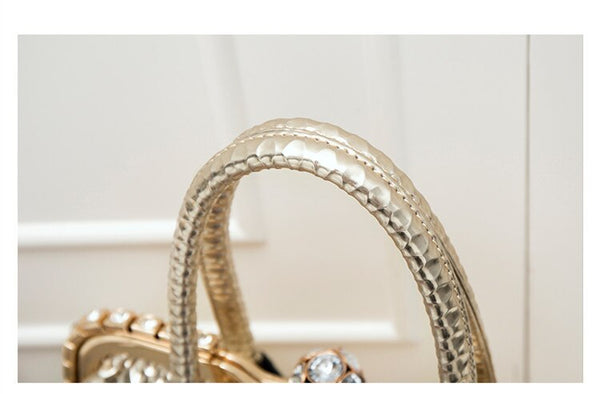Women Color Diamond Clip Lock with Drill Rhinestone Evening Oblique Shoulder Handbags  -  GeraldBlack.com