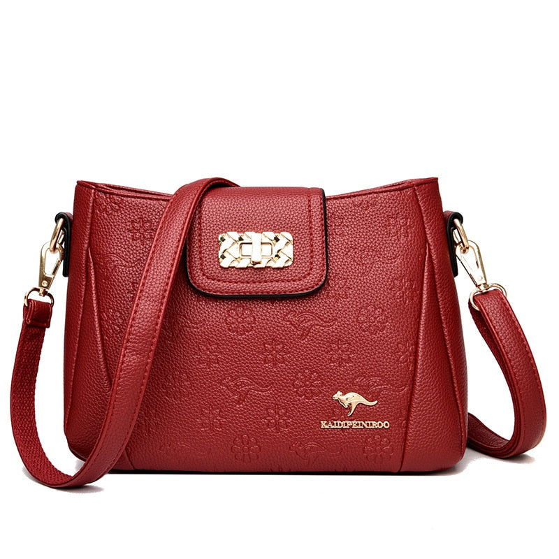 Women Cowhide Leather Handbag Luxury Designer Shoulder Crossbody Hand Bags Sac A Main Messenger Bag Small Tote  -  GeraldBlack.com