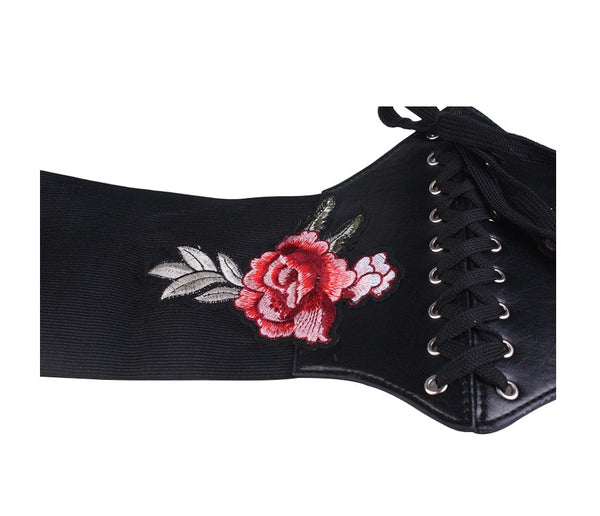 Women Cummerbund Wide Belts Vintage Flower Elastic Designer Belt  -  GeraldBlack.com