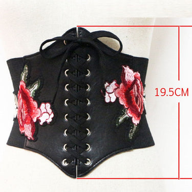 Women Cummerbund Wide Belts Vintage Flower Elastic Designer Belt  -  GeraldBlack.com