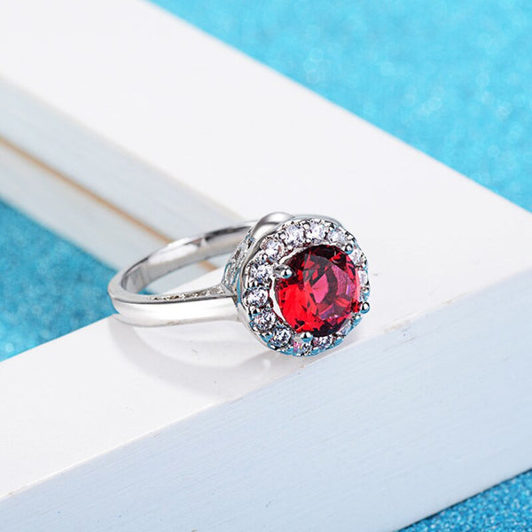 Unisex Fashion Bridal Jewelry Charm Red Zircon Crystal Ring - SolaceConnect.com