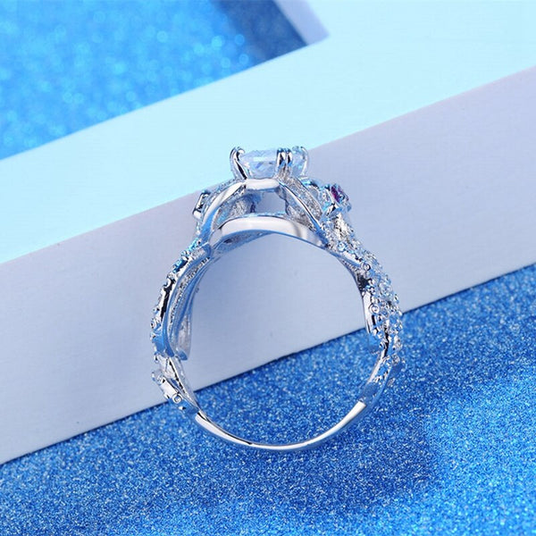 Unisex Fashion Jewelry Hollow Round Octopus Purple Crystal CZ Rings - SolaceConnect.com