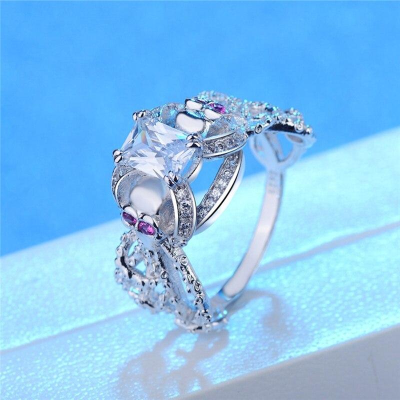 Women Fashion Jewelry Hollow Round Octopus Purple Crystal CZ Rings  -  GeraldBlack.com
