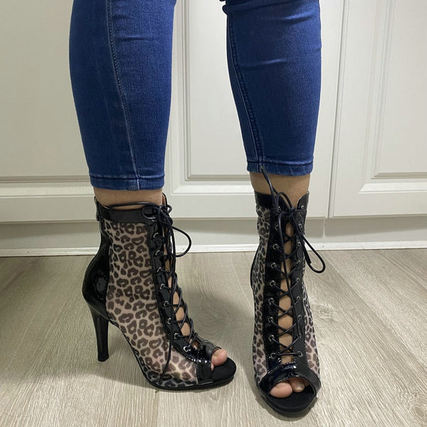 Women Fashion Leopard Open Toe High Heels Comfort Zipper Peep Toe Sexy Summer Boots  47  -  GeraldBlack.com